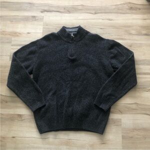 Men's Charcoal 80% Wool Quarter Zip-Up Sweater Made in Italy